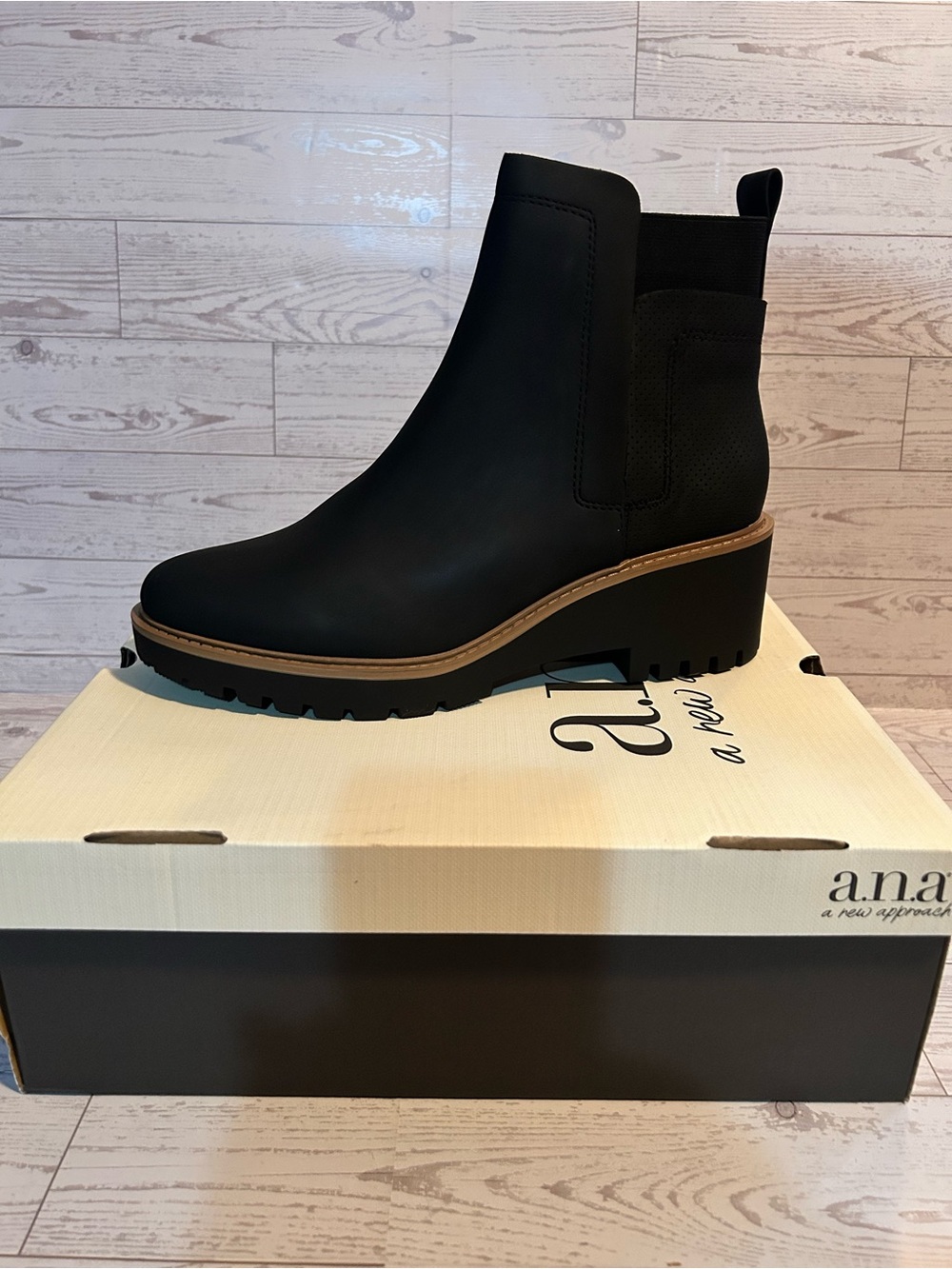 a.n.a Black Lug Platform Ankle Boot